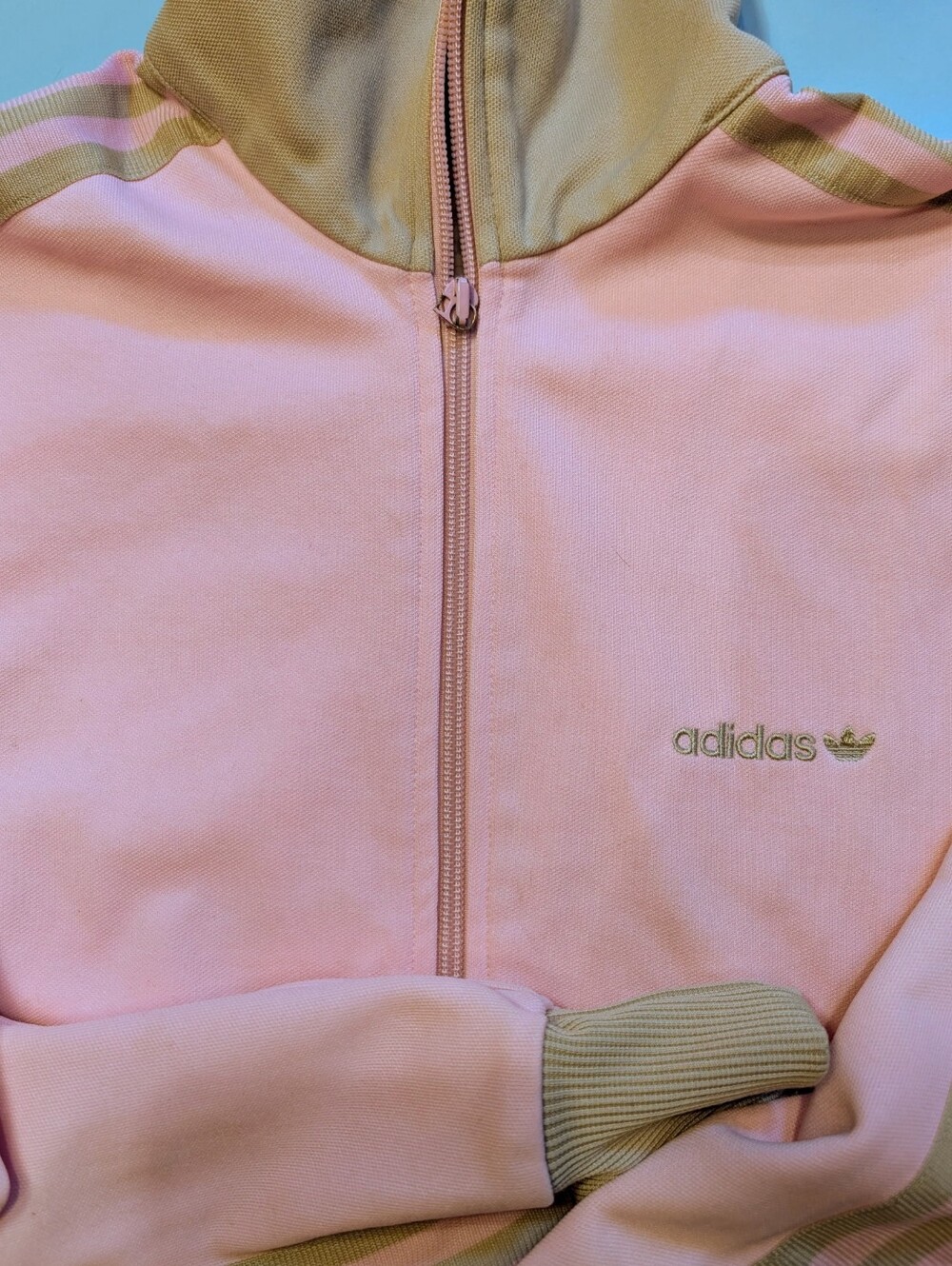 Addias Track Jacket Retro Y2K Women's Small Punk And Light Coffee Tan Full Zip